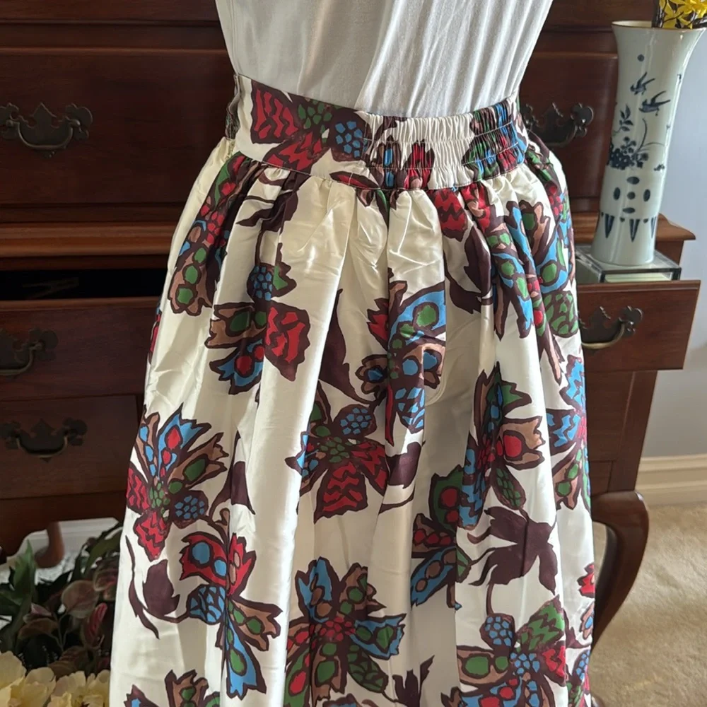 Frances Valentine Barbara Taffeta Skirt Autumn Leaves Size Medium - Picture 8 of 15